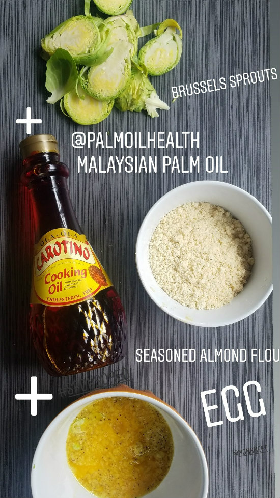 picture of counter of ingredients for fried brussels sprouts